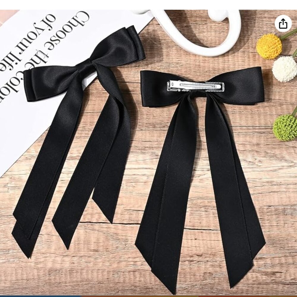 2PCS Hair Bows Hair Clip, Silky Satin Hair Ribbon NEW - Picture 5 of 6